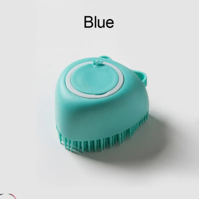 Dog Bathing Brush Pet Massage Brush Shampoo Dispenser Soft Silicone Brush Rubber Bristle for Dogs and Cats Shower Grooming Tool