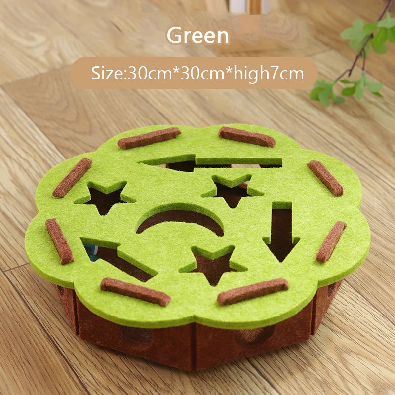 Pet Cat Puzzle Maze Holes Toys Felt Box With Bell Ball Kitten Playing Toys Interactive Funny  Cat Supplies