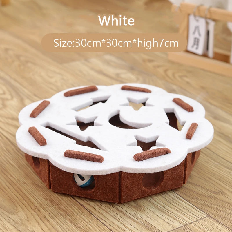 Pet Cat Puzzle Maze Holes Toys Felt Box With Bell Ball Kitten Playing Toys Interactive Funny  Cat Supplies