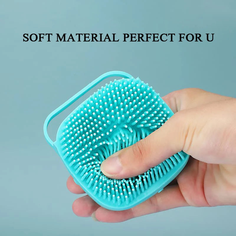 Dog Bathing Brush Pet Massage Brush Shampoo Dispenser Soft Silicone Brush Rubber Bristle for Dogs and Cats Shower Grooming Tool