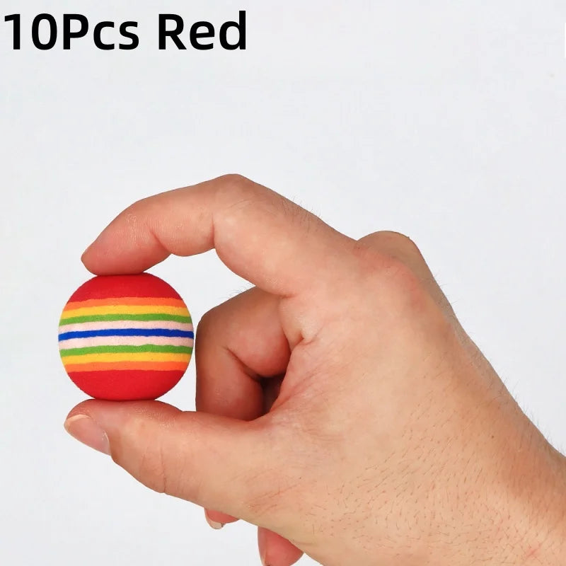 10PCS Rainbow Cat Toys Ball Interactive Cat Dog Play Chewing Rattle Scratch Ball Training Balls Pet Toys Supplies